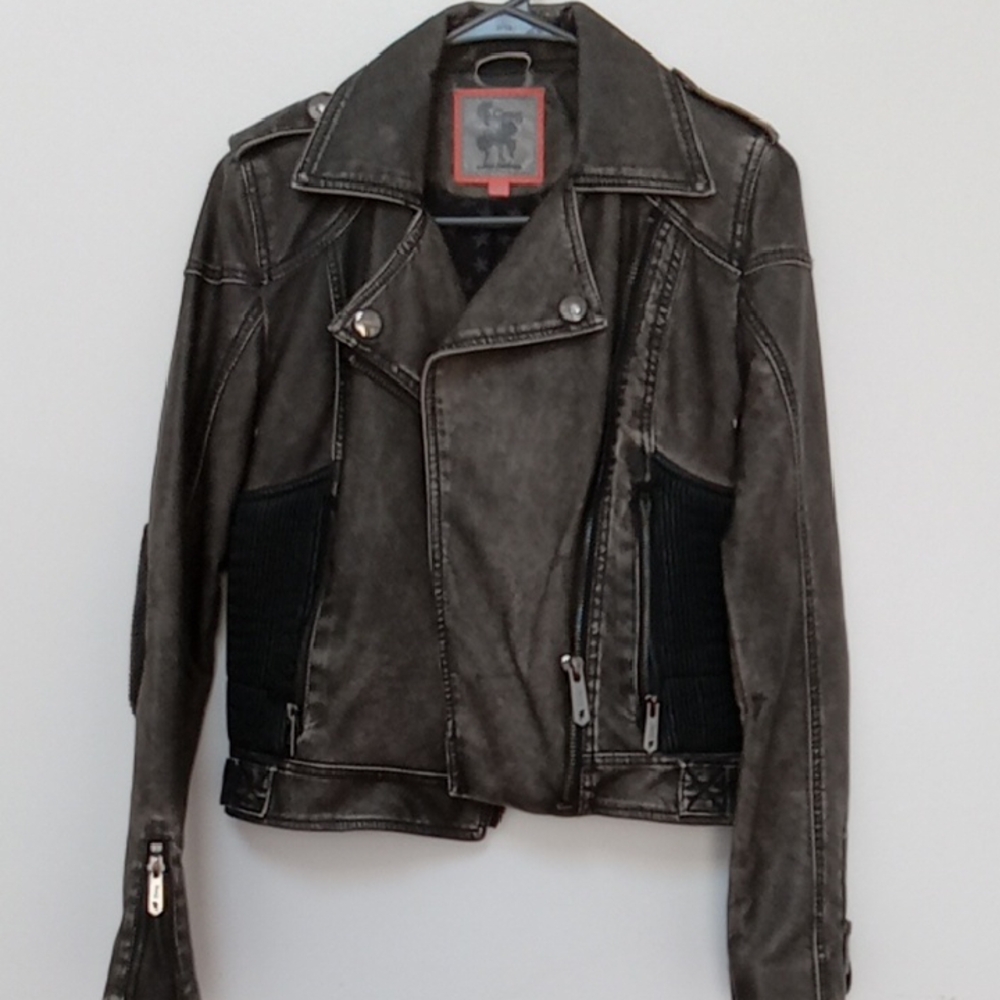 Circus by Sam Edelman Women's Distressed Black Biker Jacket